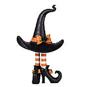 Haute Decor 17.7-Inch Halloween Witch Hat with Legs Statue in Black