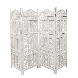 The Urban Port 4-Panel Foldable Room Divider in Distressed White