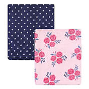 Hudson Baby&reg; 2-Pack Roses Coral Fleece Plush Blankets in Pink