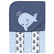 Hudson Baby&reg; Whale 6-Piece Hooded Towel &amp; Washcloths Set in Blue