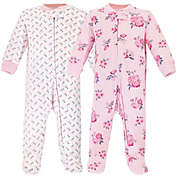 Hudson Baby&reg; Size 0-3M 2-Piece Quilted Footie Pajamas in Pink/Navy