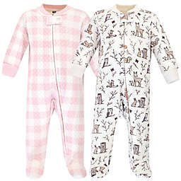 Hudson Baby® Size 0-3M 2-Piece Quilted Footie Pajamas in Pink