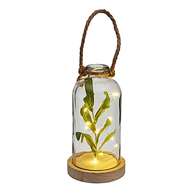 Elements 10-Inch LED Glass Bottle with Faux Greenery. View a larger version of this product image.