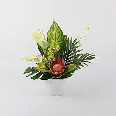 W Home 16-Inch Green Floral Arrangement in Ceramic Vase. View a larger version of this product image.