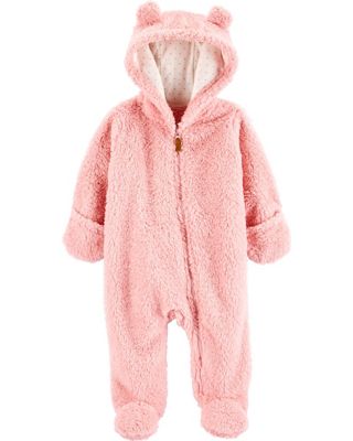 baby girl carter's 3d ear sherpa bunting pram