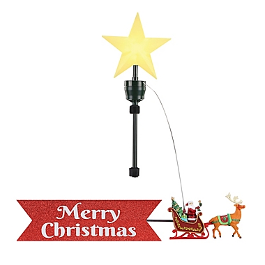 Mr. Christmas  24-Inch Santa&#39;s Sleigh Animated Christmas Tree Topper in Red. View a larger version of this product image.