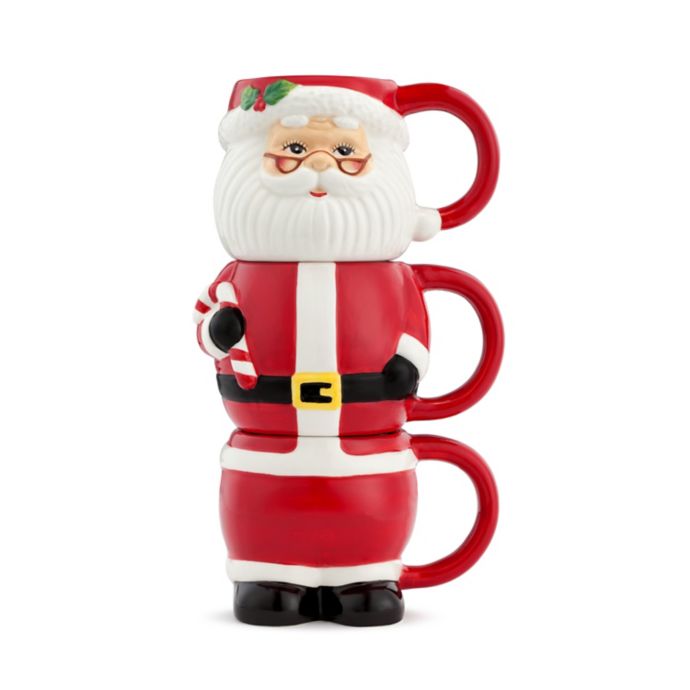 Mr. Christmas® 3-Piece Santa Stacking Mug Set in Red | Bed Bath & Beyond