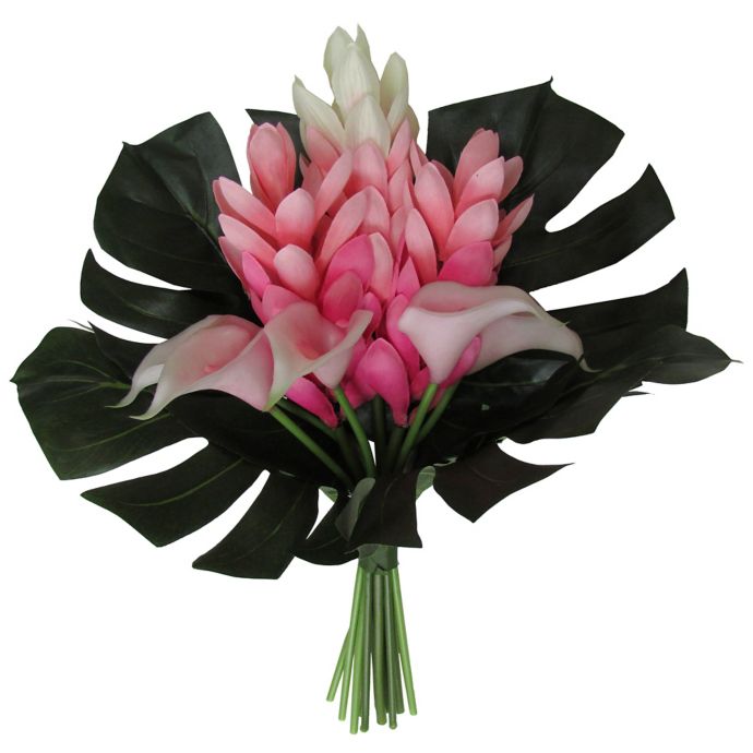 W Home 17 Inch Ginger Flower And Calla Lily Bouquet In Pink Bed Bath Beyond