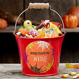 Sweets &amp; Treats Personalized Halloween Mini Metal Bucket in Red
