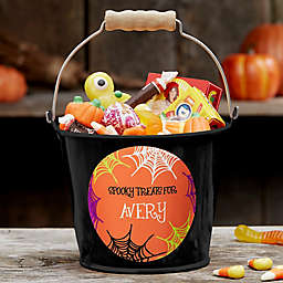 Halloween "Sweets & Treats For" Personalized Mini Metal Candy Bucket