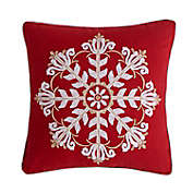 Levtex Home Thatch Home Joy Birds Snowflake Medallion Square Throw Pillow in Red