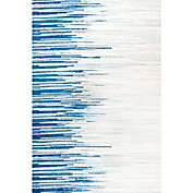 JONATHAN Y Linear Modern Half-Stripe 5&#39; x 8&#39; Area Rug in Blue/Cream