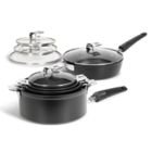 Alternate image 1 for Starfrit the Rock&trade; T-LOCK Space Saving Nonstick Aluminum 12-Piece Cookware Set