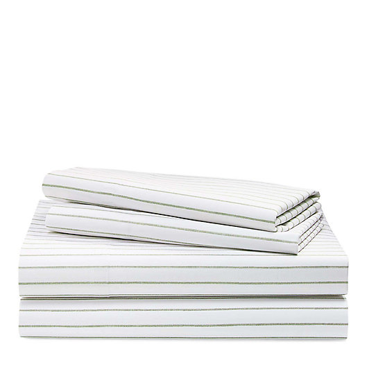 Alternate image 1 for Lauren Ralph Lauren Spencer Stripe 200-Thread-Count Sheet Set in Sage