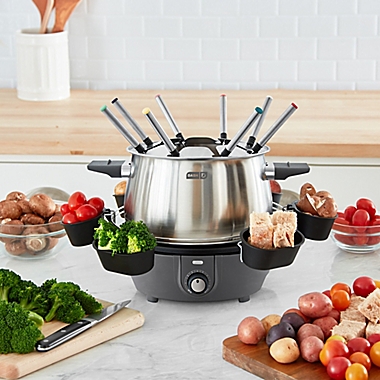 Dash&reg; 3 qt. Deluxe Fondue Maker Set in Grey. View a larger version of this product image.