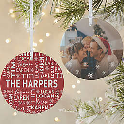 Red &amp; White Family Personalized Matte Christmas Ornament