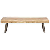 Ridge Road Decor Long Solid Wood Bench in Light Brown