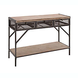 Ridge Road Décor 3-Drawer Industrial Console Table in Brown