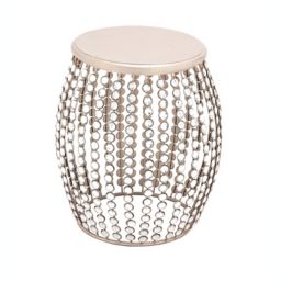Ridge Road Decor Round Acrylic Crystal Accent Table in Silver