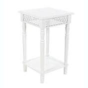 Ridge Road Decor Wood Accent Table with Shelf in White