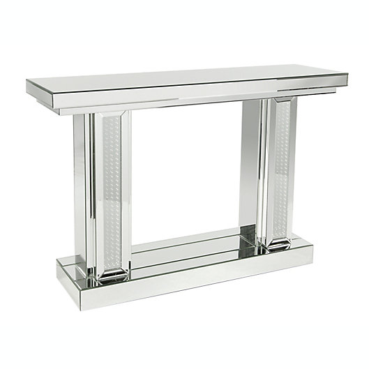 Ridge Road Decor Mirrored Console Table, Rectangular Mirrored Glass Console Table