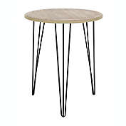 Ridge Road Decor Round Accent Table with Hairpin Legs in Brown/Black