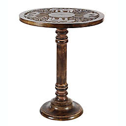 Ridge Road Decor Elephant Carved Mango Wood Accent Table in Brown