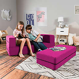 Jaxx® Zipline Big Kids Modular Sofa with Ottoman in Pink