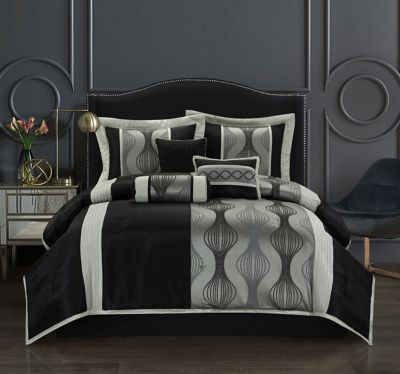 Nanshing Carrie 7-Piece Queen Comforter Set in Black/Silver