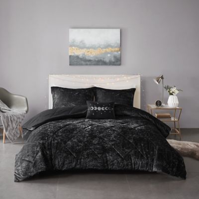 Intelligent Design Felicia Velvet 4-Piece Full/Queen Comforter Set in Black