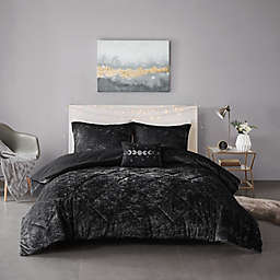 Intelligent Design Felicia Velvet 3-Piece Twin/Twin XL Comforter Set in Black