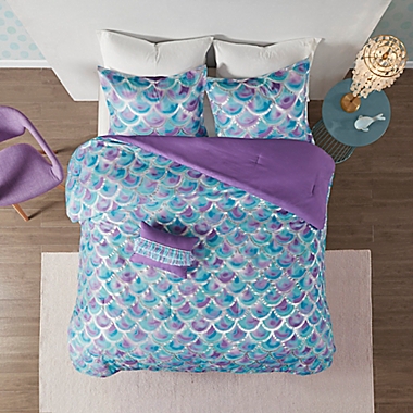 Mi Zone Pearl Metallic 4-Piece Reversible Full/Queen Comforter Set in Teal/Purple. View a larger version of this product image.