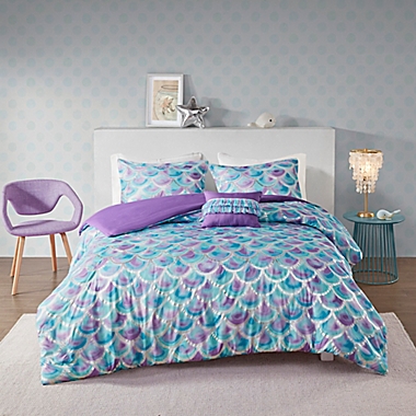 Mi Zone Pearl Metallic Printed Reversible 3-Piece Twin/Twin XL Duvet Cover Set in Teal/Purple. View a larger version of this product image.