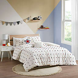 Urban Habitat Kids Callie 4-Piece Cotton Jacquard Pom Pom Twin Comforter Set in Red/Navy