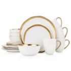 Alternate image 0 for Stone Lain Gold Rim 16-Piece Dinnerware Set in White/Gold