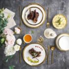 Alternate image 1 for Stone Lain Gold Rim 16-Piece Dinnerware Set in White/Gold