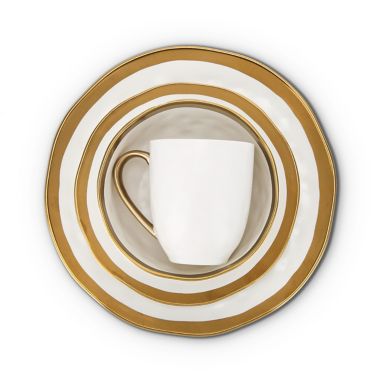 Stone Lain Gold Rim 16-Piece Dinnerware Set in White/Gold. View a larger version of this product image.