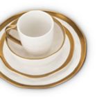 Alternate image 8 for Stone Lain Gold Rim 16-Piece Dinnerware Set in White/Gold