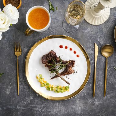 Stone Lain Gold Rim 16-Piece Dinnerware Set in White/Gold. View a larger version of this product image.