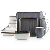 Stone Lain Brushed Square 16-Piece Dinnerware Set in Grey