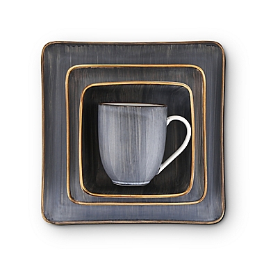 Stone Lain Brushed Square 16-Piece Dinnerware Set in Grey. View a larger version of this product image.
