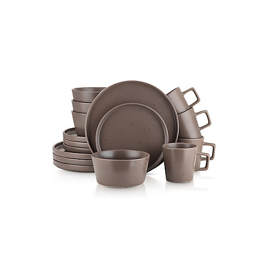 Alternate image 1 for Stone Lain Round 16-Piece Dinnerware Set in Brown