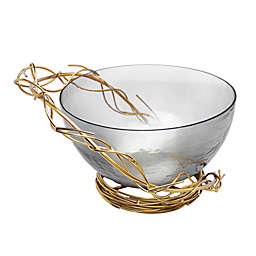Classic Touch Glass Bowl with Gold Branch Décor