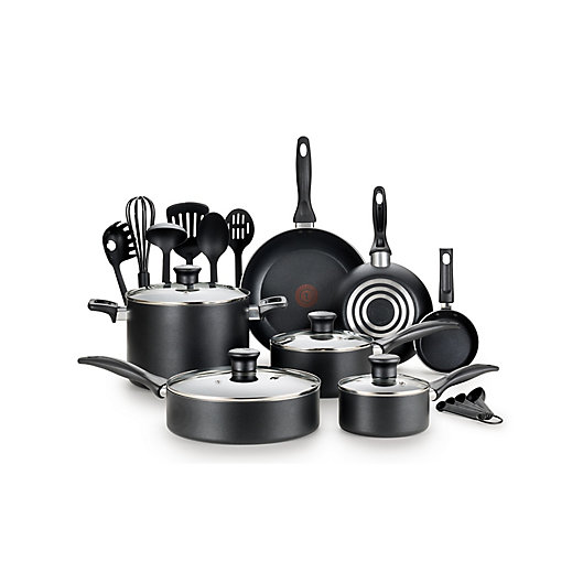 Alternate image 1 for T-fal® Pure Cook Nonstick Aluminum 18-Piece Cookware Set in Black