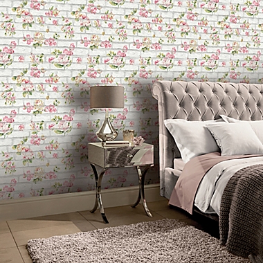 Arthouse Shabby Chic Brick Wallpaper in Pink/White | Bed Bath & Beyond