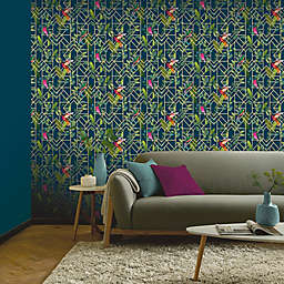 Arthouse Deco Tropical Wallpaper in Navy/Gold