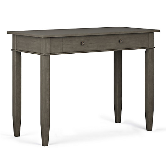Alternate image 1 for Simpli Home Carlton Solid Wood Home Office Desk in Farmhouse Grey