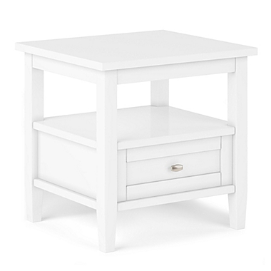 Simpli Home Shaker Solid Wood End Table, White Shaker End Table