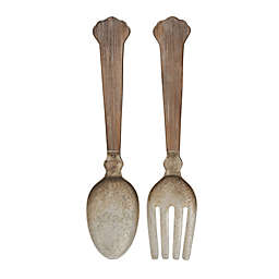 Ridge Road Décor 2-Piece Over-Sized Wood and Metal Utensils Wall Décor