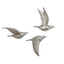 Ridge Road Décor Flying Bird Sculptures Wall Décor in Silver (Set of 3)